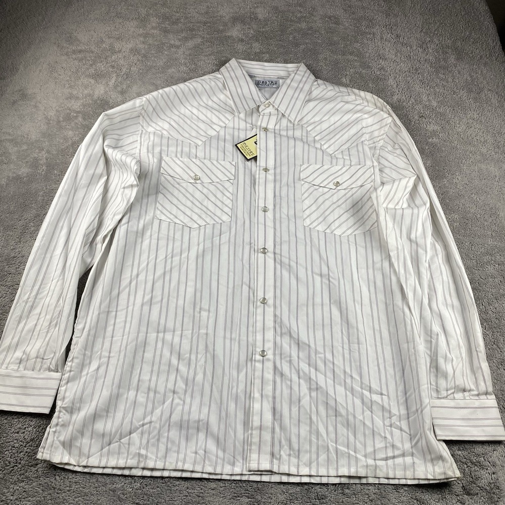 Desire Collection Long Sleeve Dress Shirt Mens Large White Stripes
